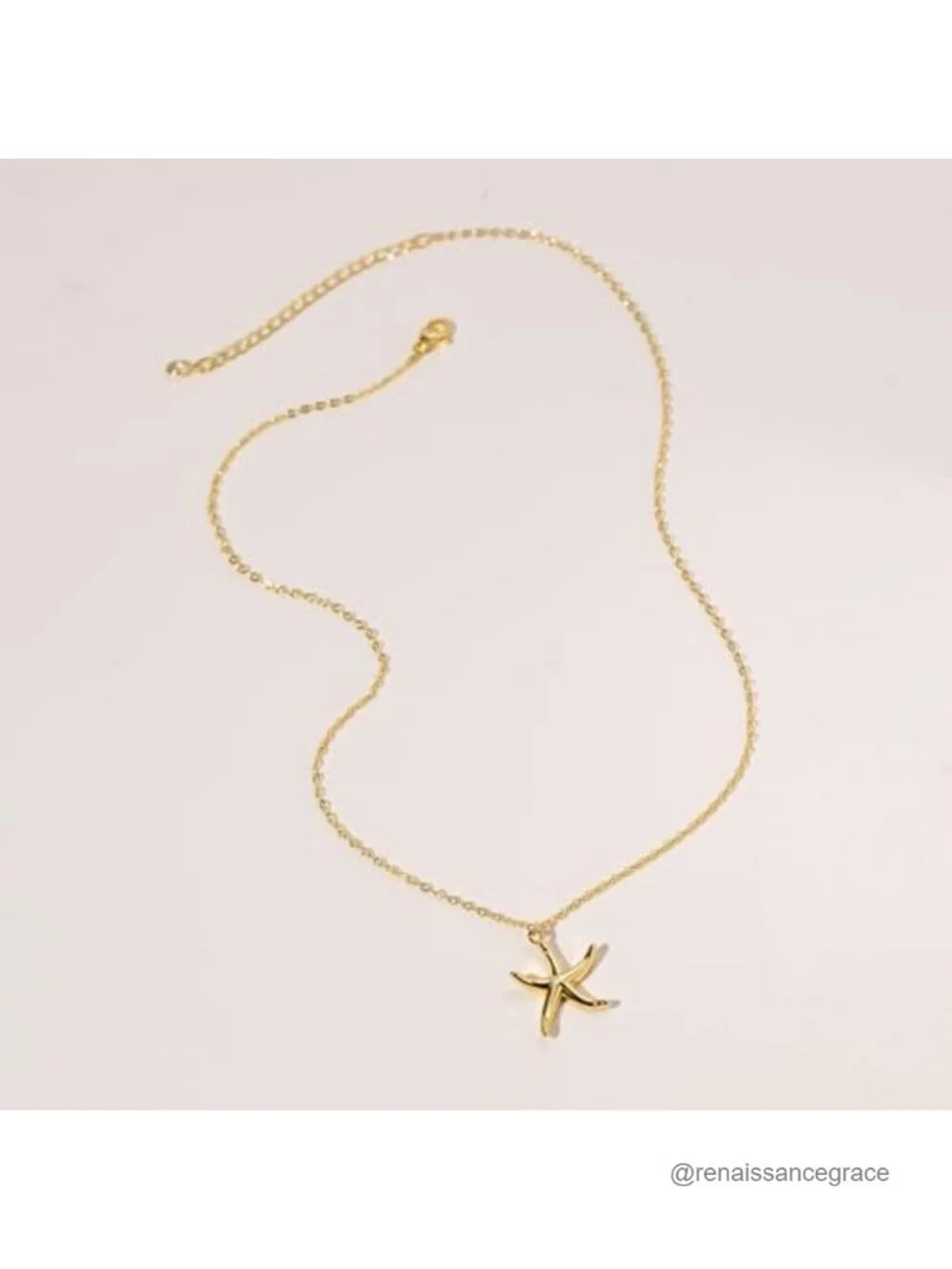 14K Gold Plated Dainty Pendant Necklace Women Starfish Layering